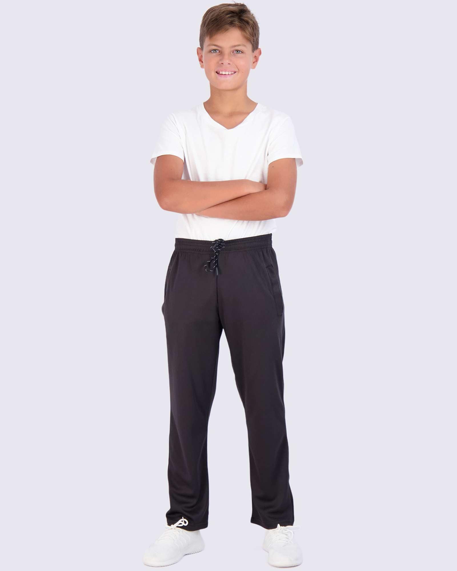 Real Essentials 3 Pack: Boys' Mesh Open Bottom Active Sweatpants 