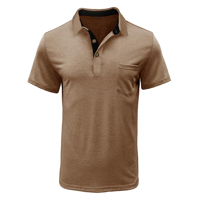 Men's Casual Polo Shirts Classic Button Basic Short Sleeve Shirt Solid Color Cotton Tees Golf Stylish Tops
