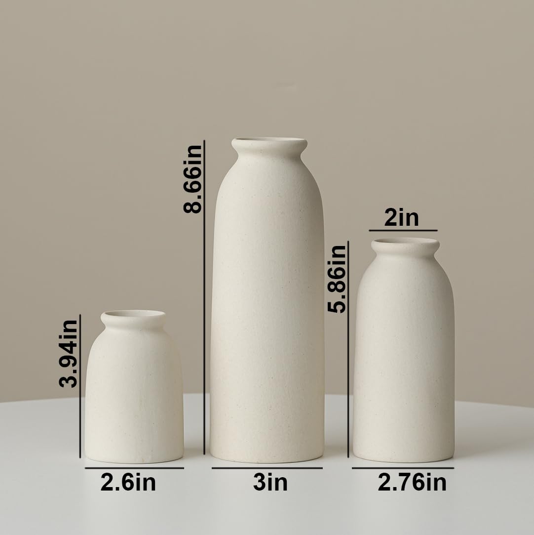 Ceramic Vase Set-3, Small Flower Vases for Decor