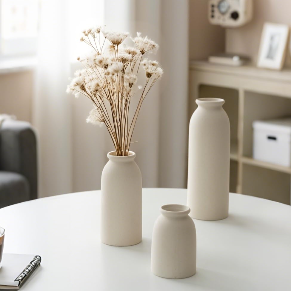 Ceramic Vase Set-3, Small Flower Vases for Decor