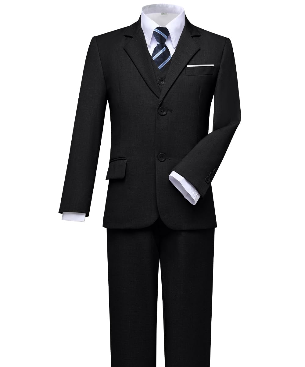Visaccy Suit for Boys 5 Pieces Kids Tuxedo Boy Suits Slim Fit Suits Outfit for Wedding Navy Blue Size 20