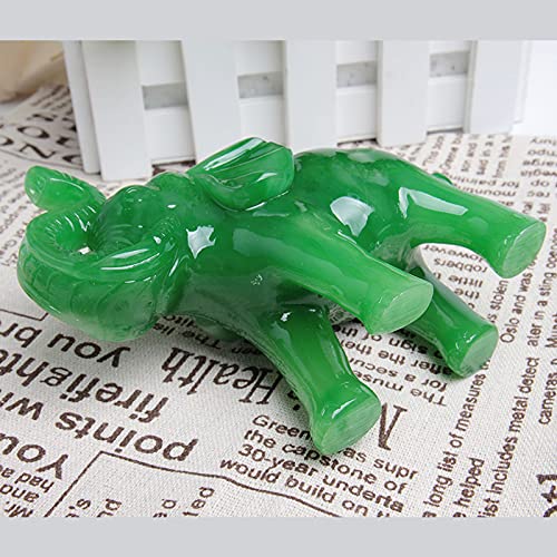 Acxico 1 pcs Jade Green Feng Shui Wealth Lucky Elephant Statues Figurine 