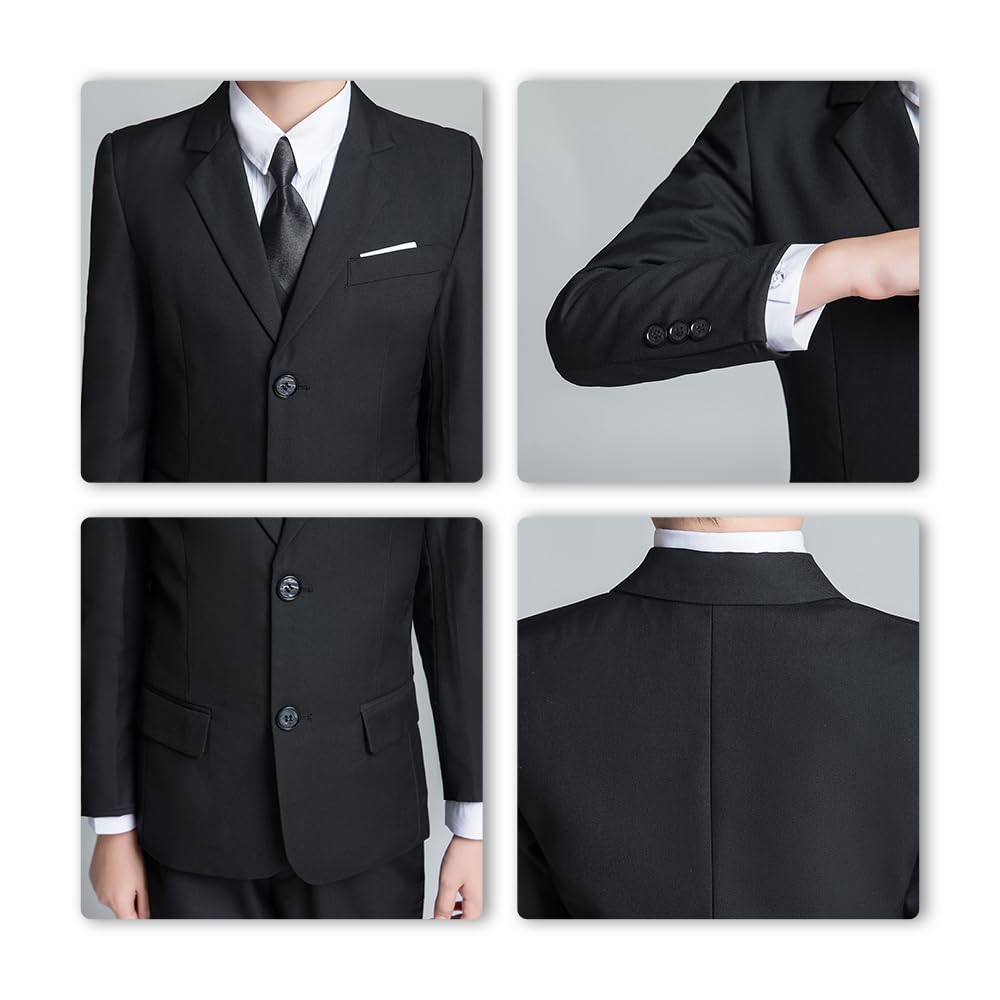 Boys' Suits Size 2T Kids Black Suit Slim Fit 6 Piece Formal Suit Set Teen Toddler Ring Bearer Outfit for Wedding