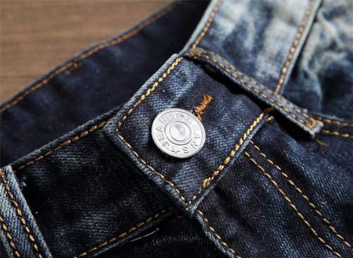 AITITIA Men's Biker Zipper Deco Washed Straight Fit Jeans (40, 002 Light Blue)