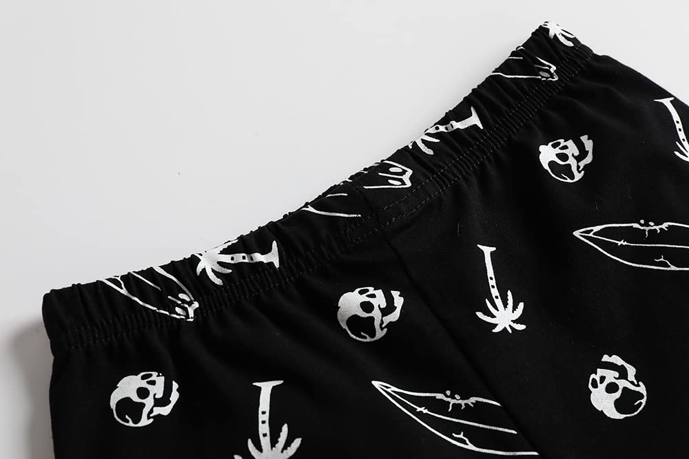 MyFav Big Boys Glow in Dark Skull Pjs Sleepwear Summer Pajama Shorts Sets, Skateboard, 14 Years