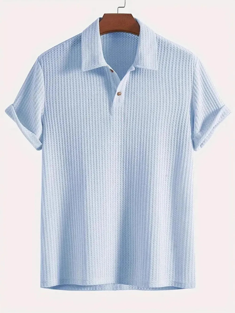 Men's Waffle-Knit Collared Neck Short Sleeve Polo