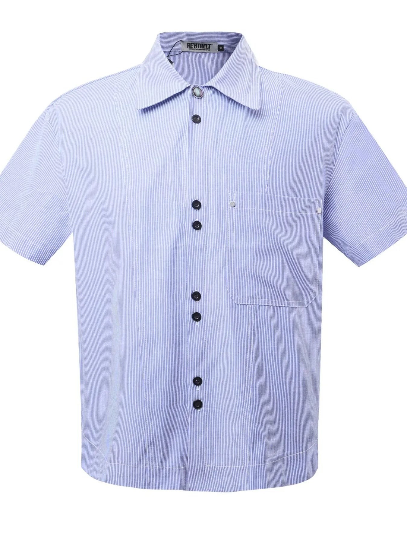 Men's Buttone Down Short Sleeve Striped Shirt