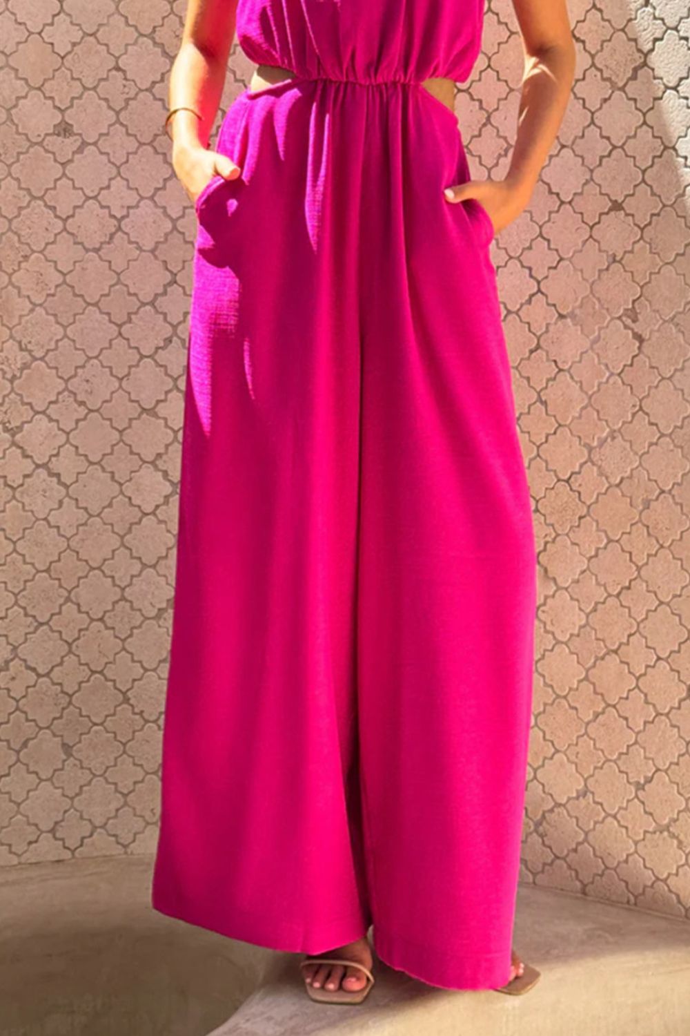 Cutout Sleeveless Wide Leg Jumpsuit