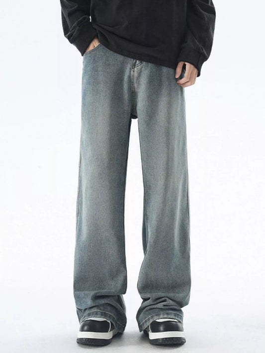 Men's Plus Size Vintage Wash Wide Leg Jeans