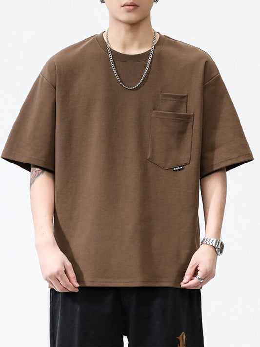 Men's Plus Size Casual Pocket Solid Color T-Shirt