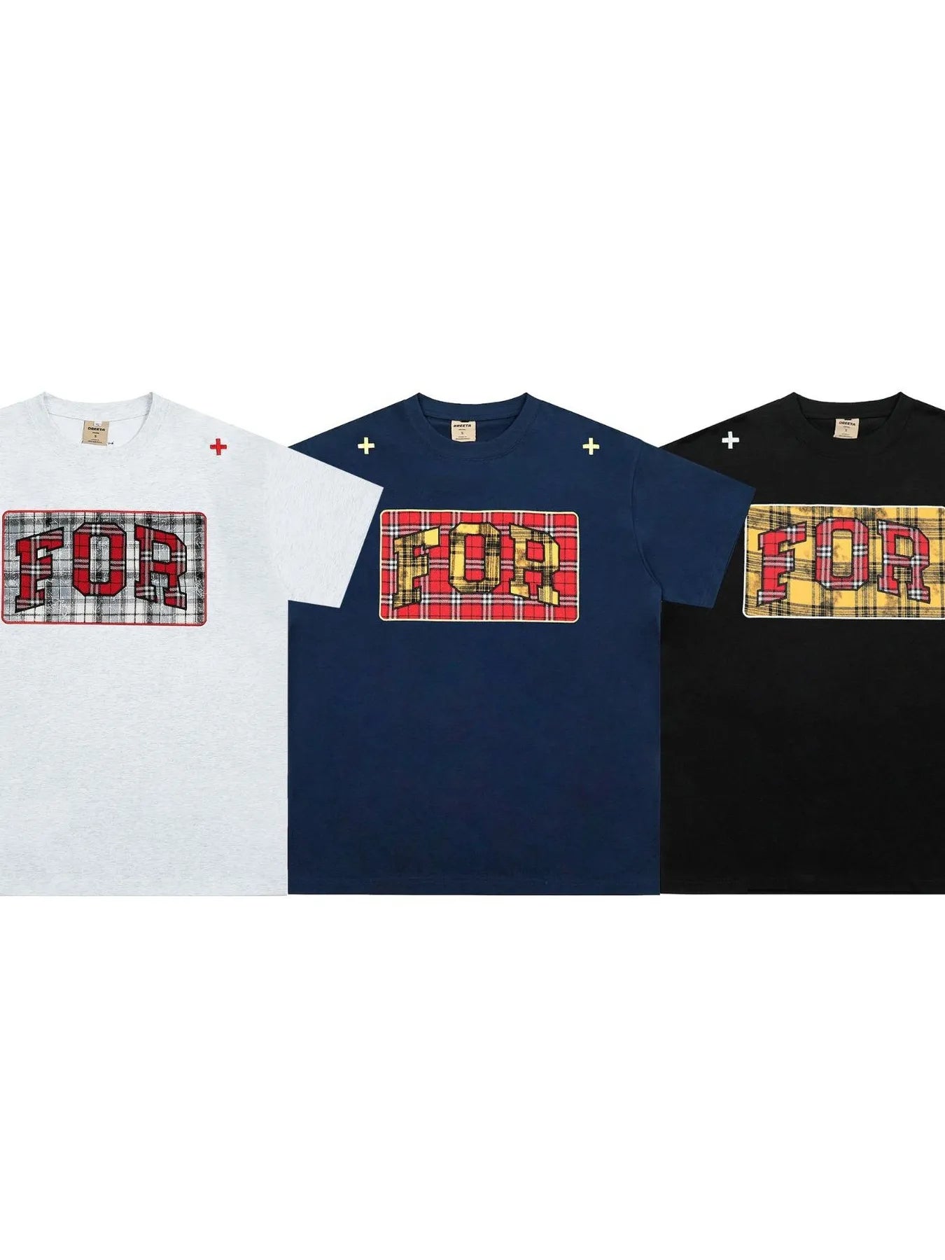 Men's Plaid Letter Round Neck T-Shirt