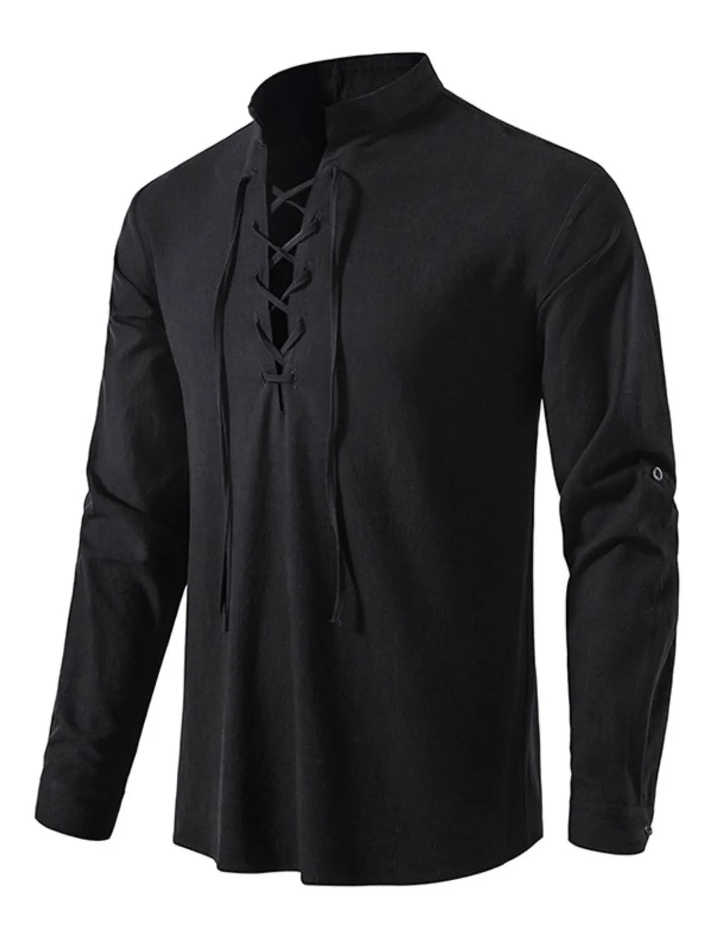 Men's Lace Up Long Sleeve Blouse