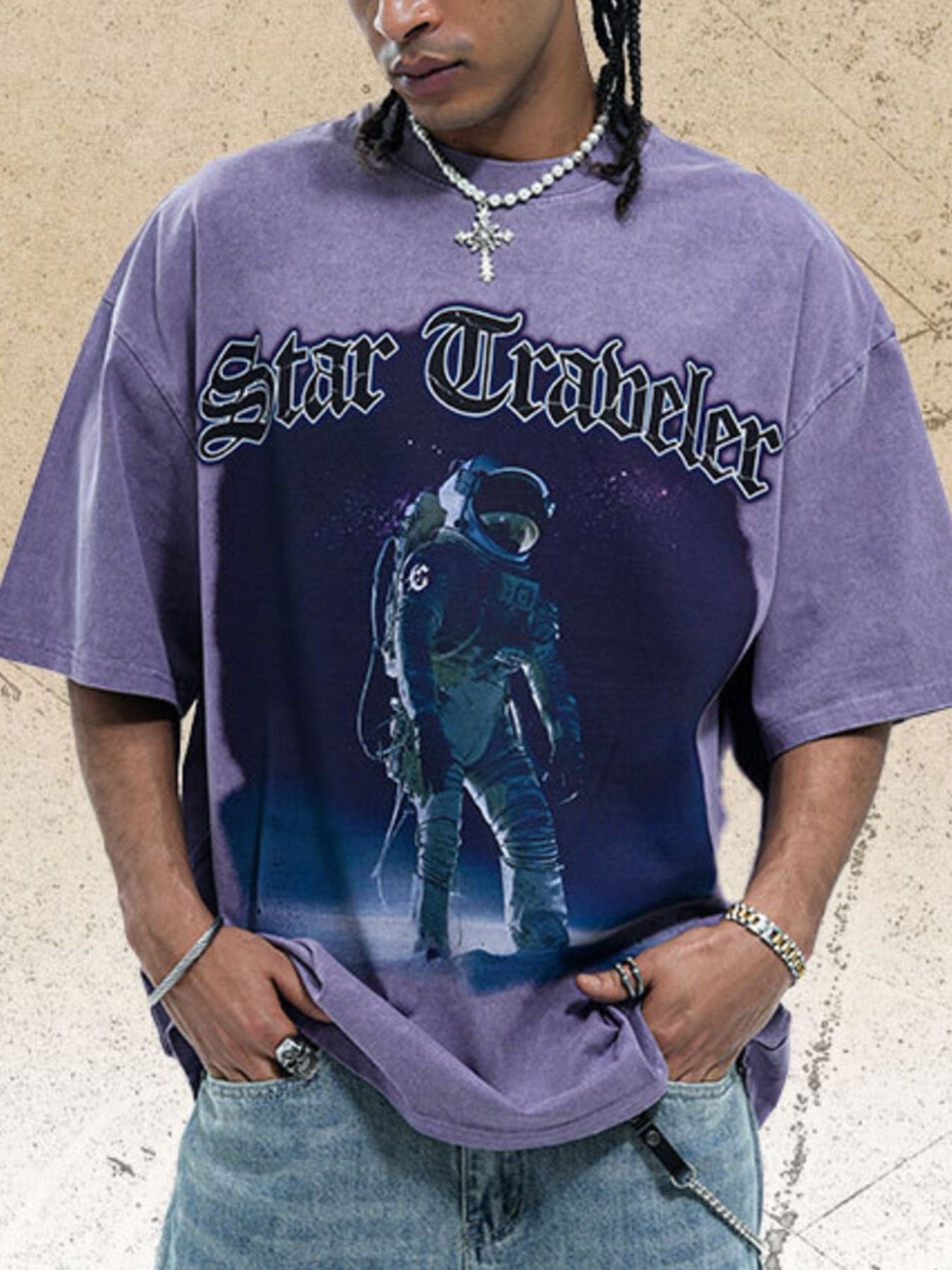 Men's Star Traveler Graphic Oversized T-Shirt