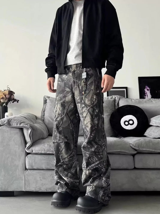 Men's Full Size Camo Print Relaxed Fit Jeans Plus Size