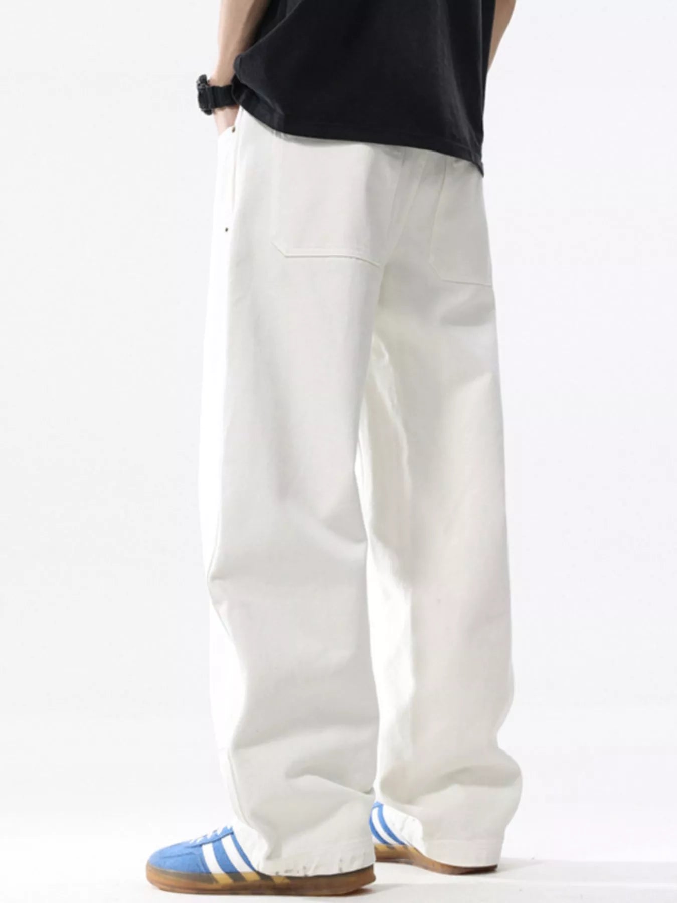 Men's Full Size Distressed Wide Leg Jeans Plus Size