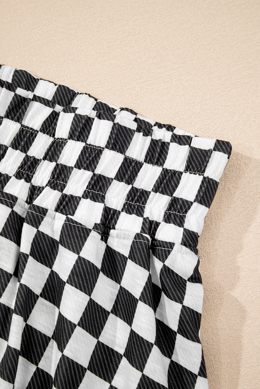 Brown Checkerboard T Shirt and High Waist Skort Set