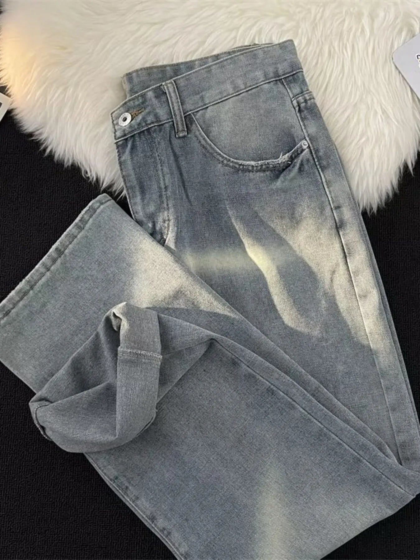 Men's Full Size Vintage Wash Wide Leg Jeans Plus Size