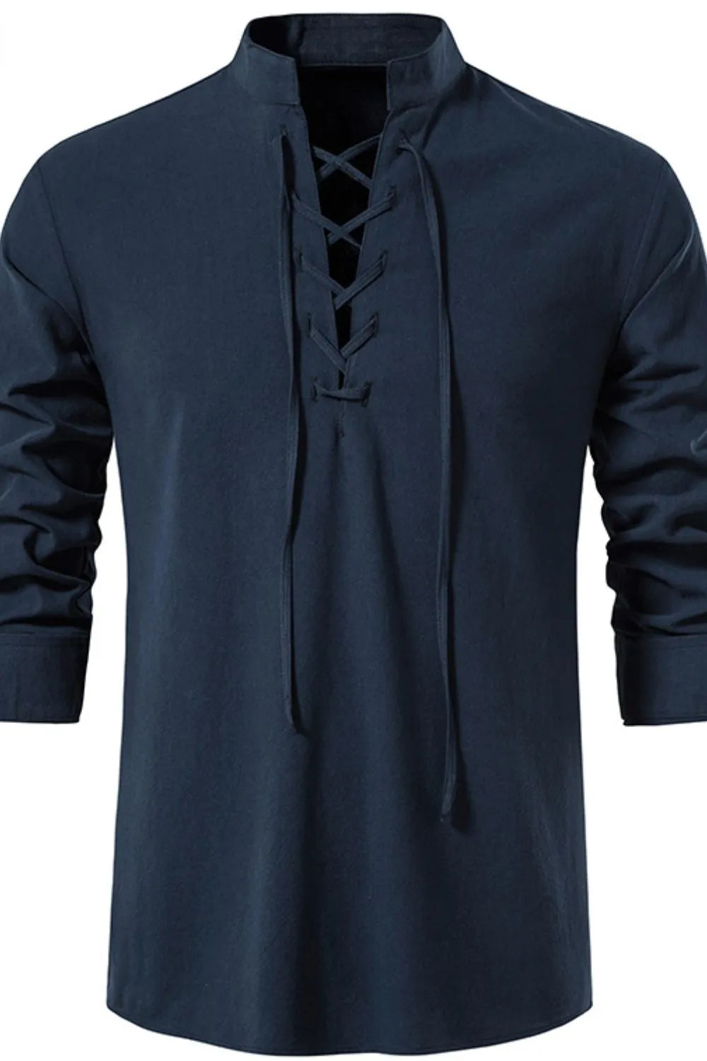 Men's Lace Up Long Sleeve Blouse