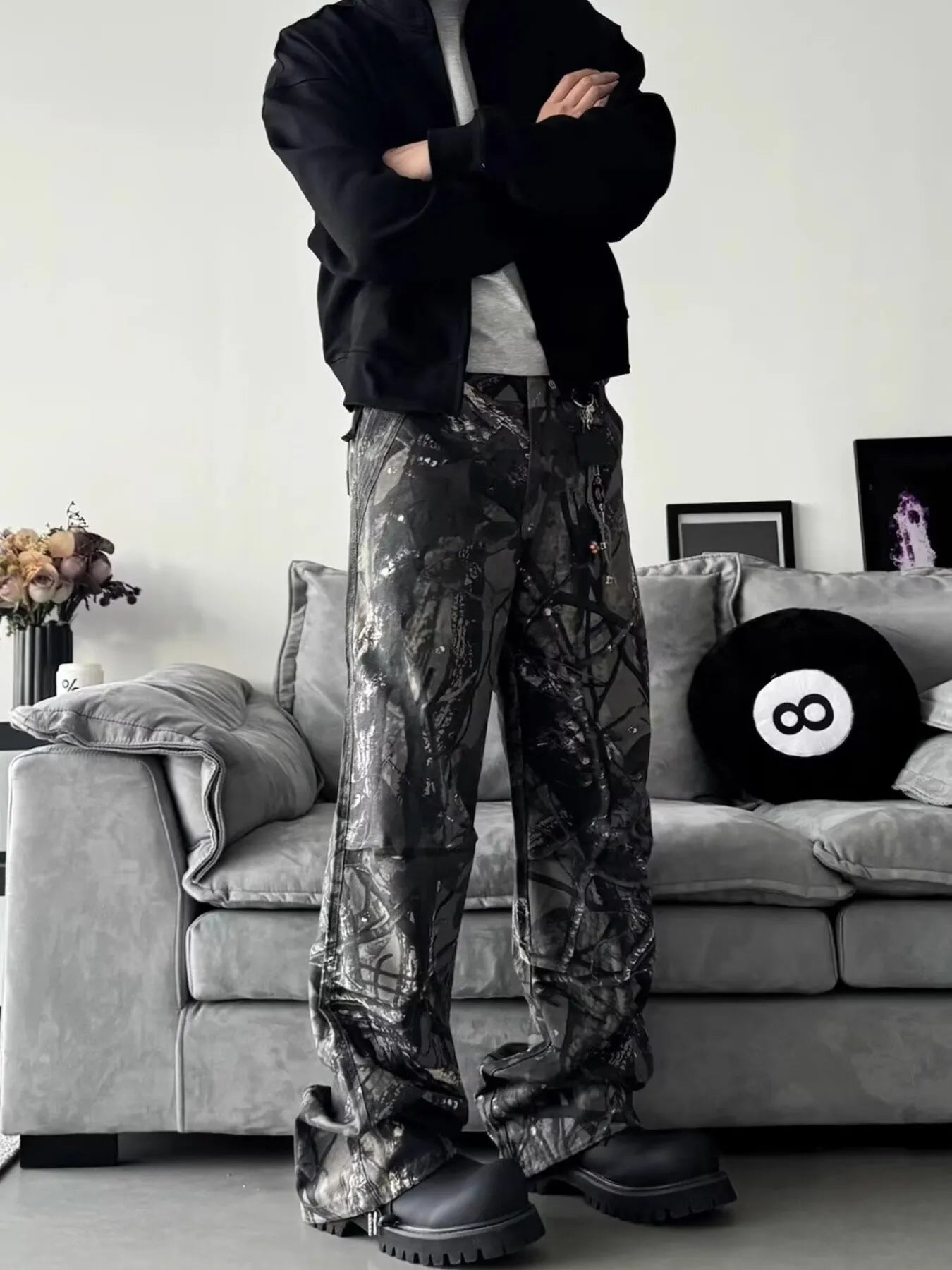 Men's Full Size Camo Print Relaxed Fit Jeans Plus Size