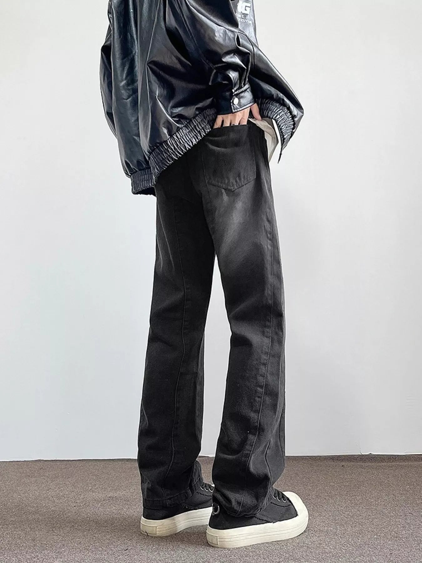 Men's Full Size Vintage Wash Wide Leg Jeans Plus Size