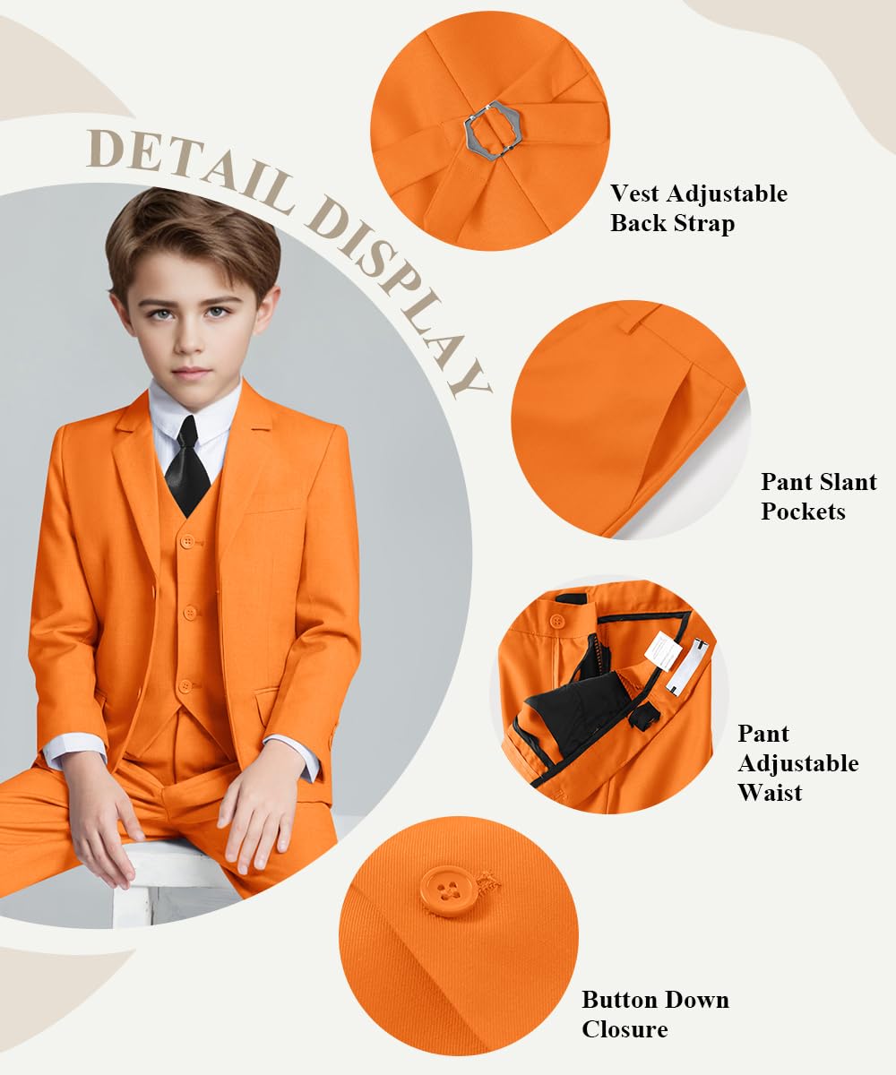 Visaccy Suit for Boys 5 Pieces Kids Tuxedo Boy Suits Slim Fit Suits Outfit for Wedding Navy Blue Size 20