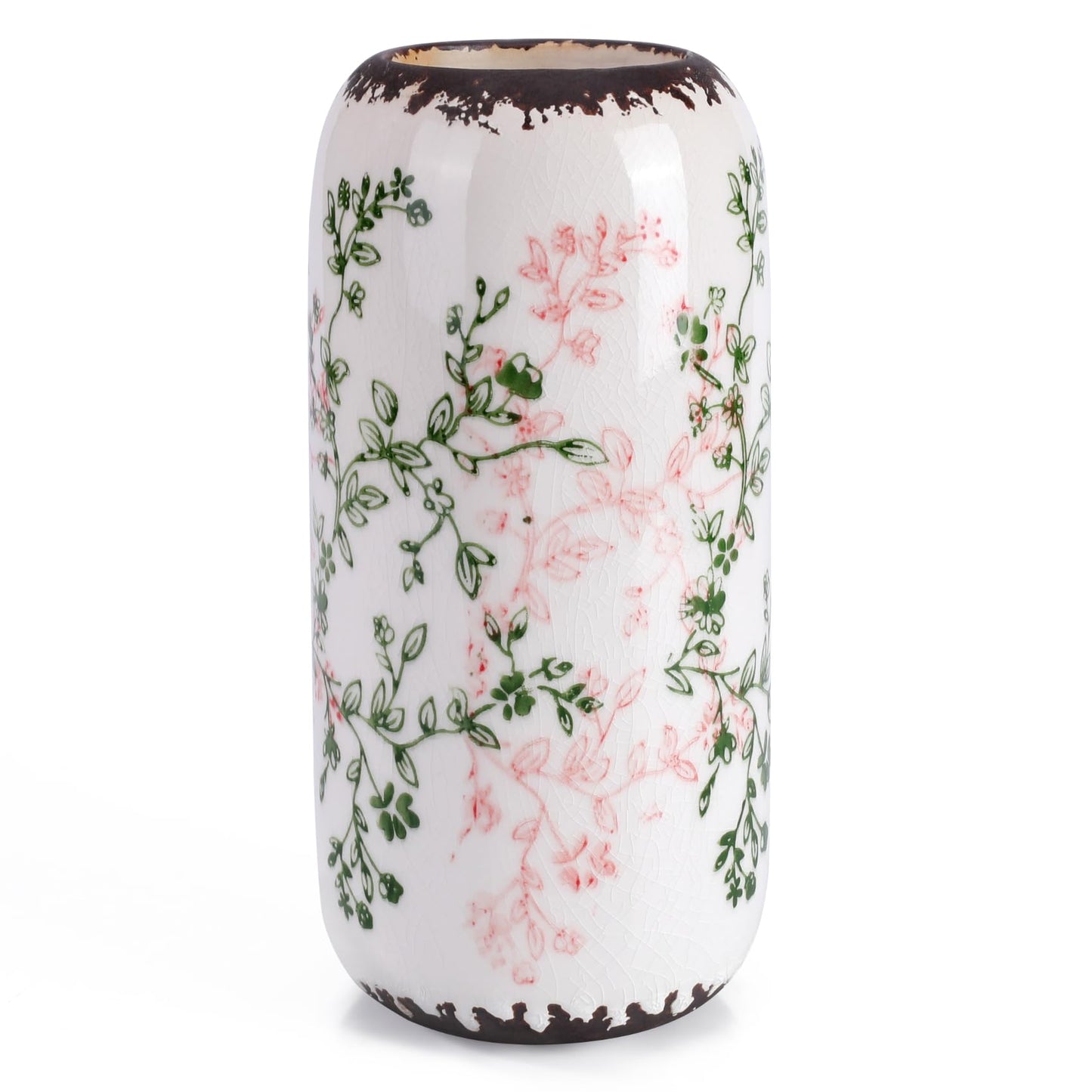 Ceramic Vase for Flowers – Modern Small Ribbed Textured Flower Vase for Home Decor, Pampas Grass, Decorative, Farmhouse, Coffee Table, Kitchen Centerpieces, Bookshelf and Home Living (White)