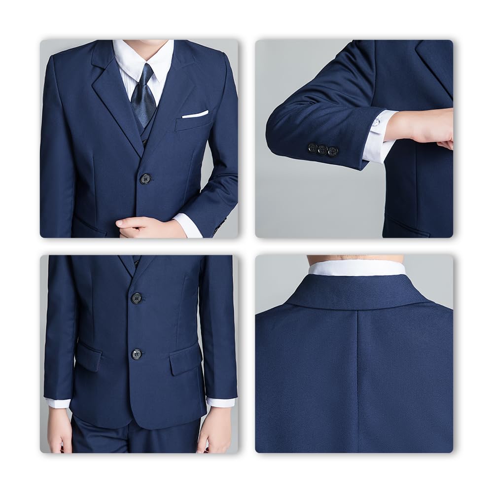 Boys' Suits Size 2T Kids Black Suit Slim Fit 6 Piece Formal Suit Set Teen Toddler Ring Bearer Outfit for Wedding