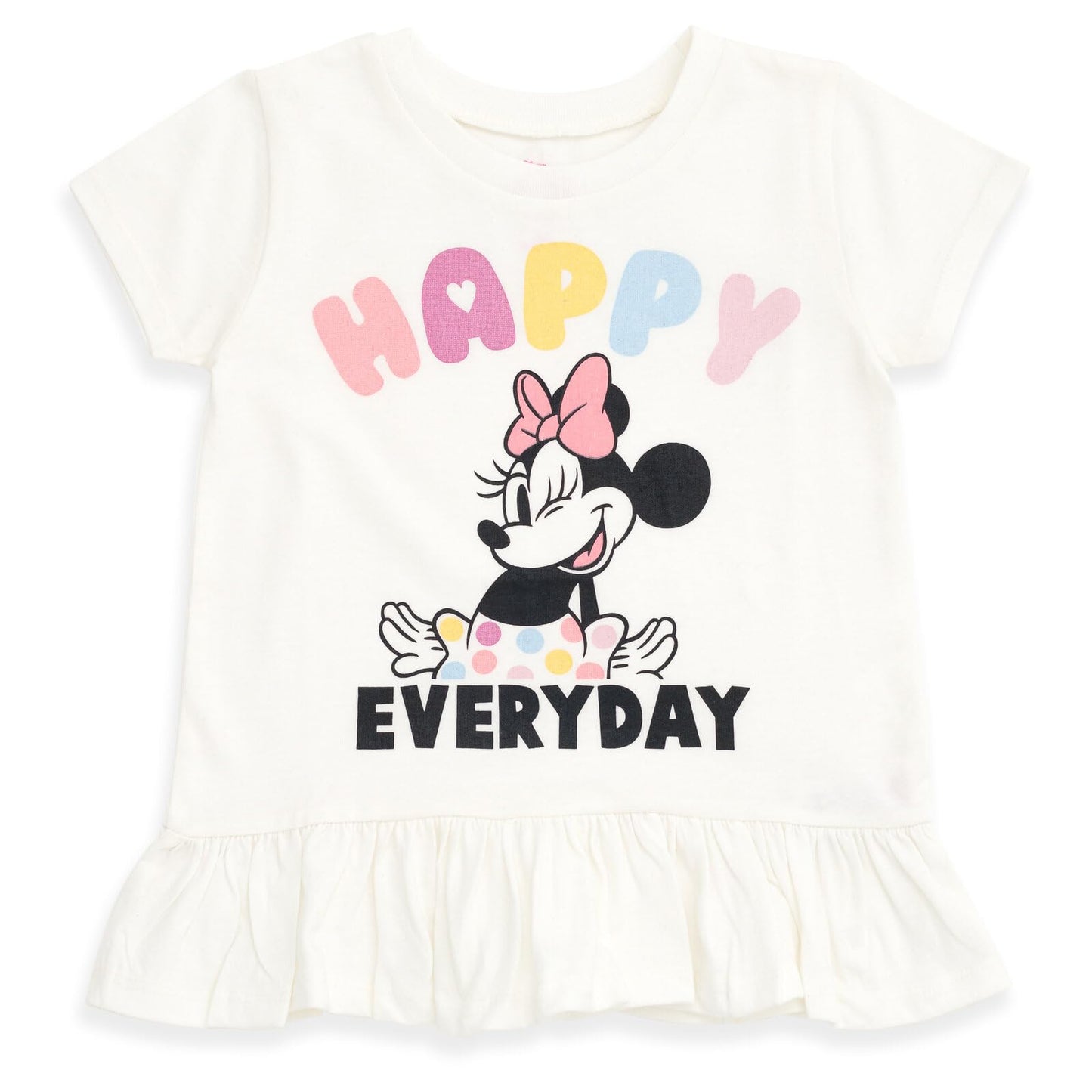 Disney Minnie Mouse Toddler Girls Graphic T-Shirt and Shorts Outfit Set Light Pink/Light Blue 3T