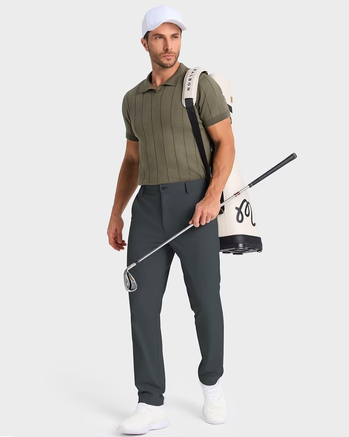 SNOWTEN Mens Golf Pants Classic Fit Stretch Work Dress Pants 30" Quick Dry Lightweight Casual Comfy Pants with Pockets Black 35w × 30L