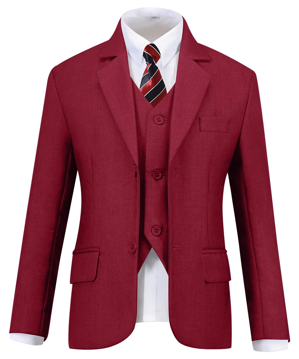 Visaccy Suit for Boys 5 Pieces Kids Tuxedo Boy Suits Slim Fit Suits Outfit for Wedding Navy Blue Size 20