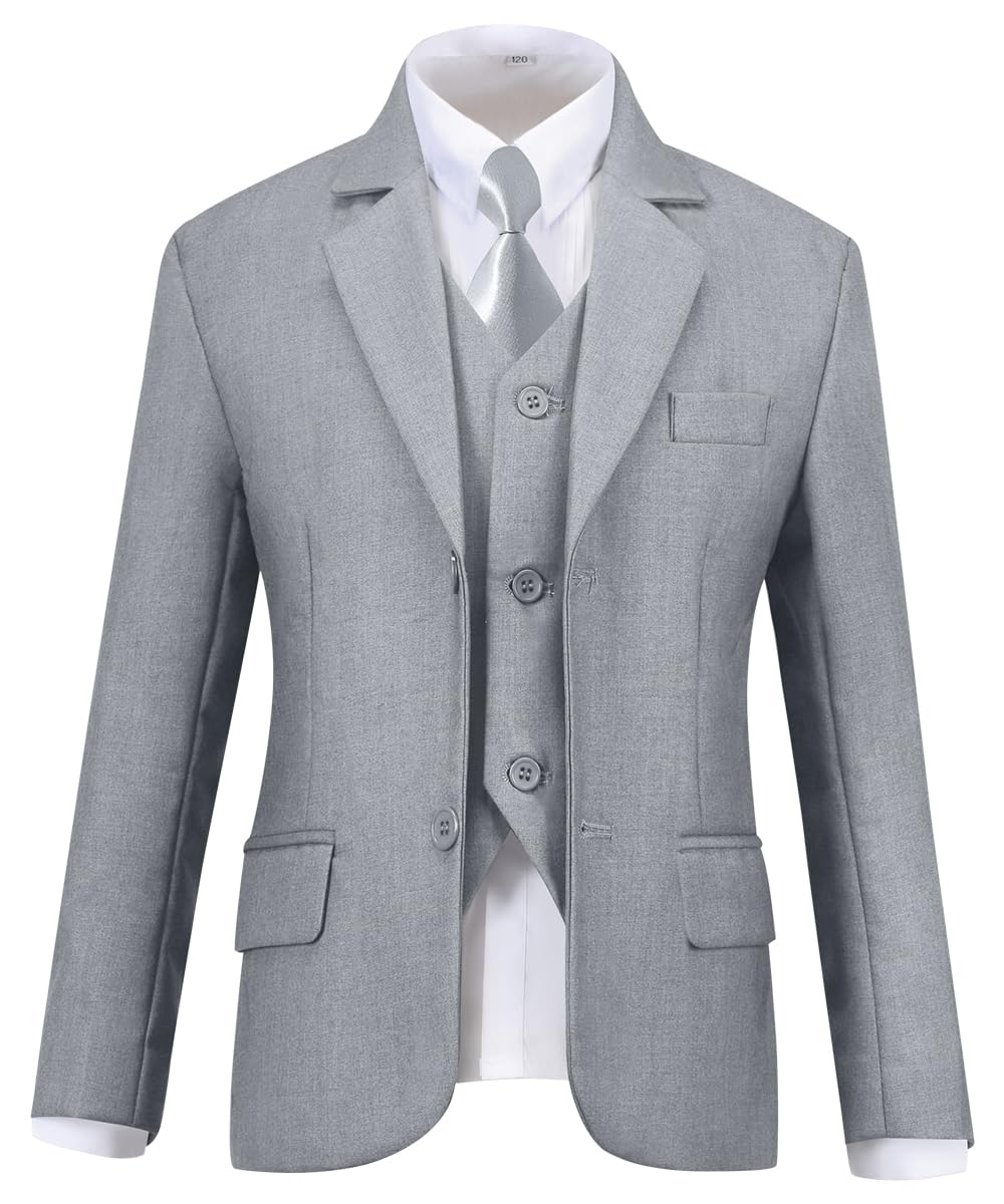 Visaccy Suit for Boys 5 Pieces Kids Tuxedo Boy Suits Slim Fit Suits Outfit for Wedding Navy Blue Size 20