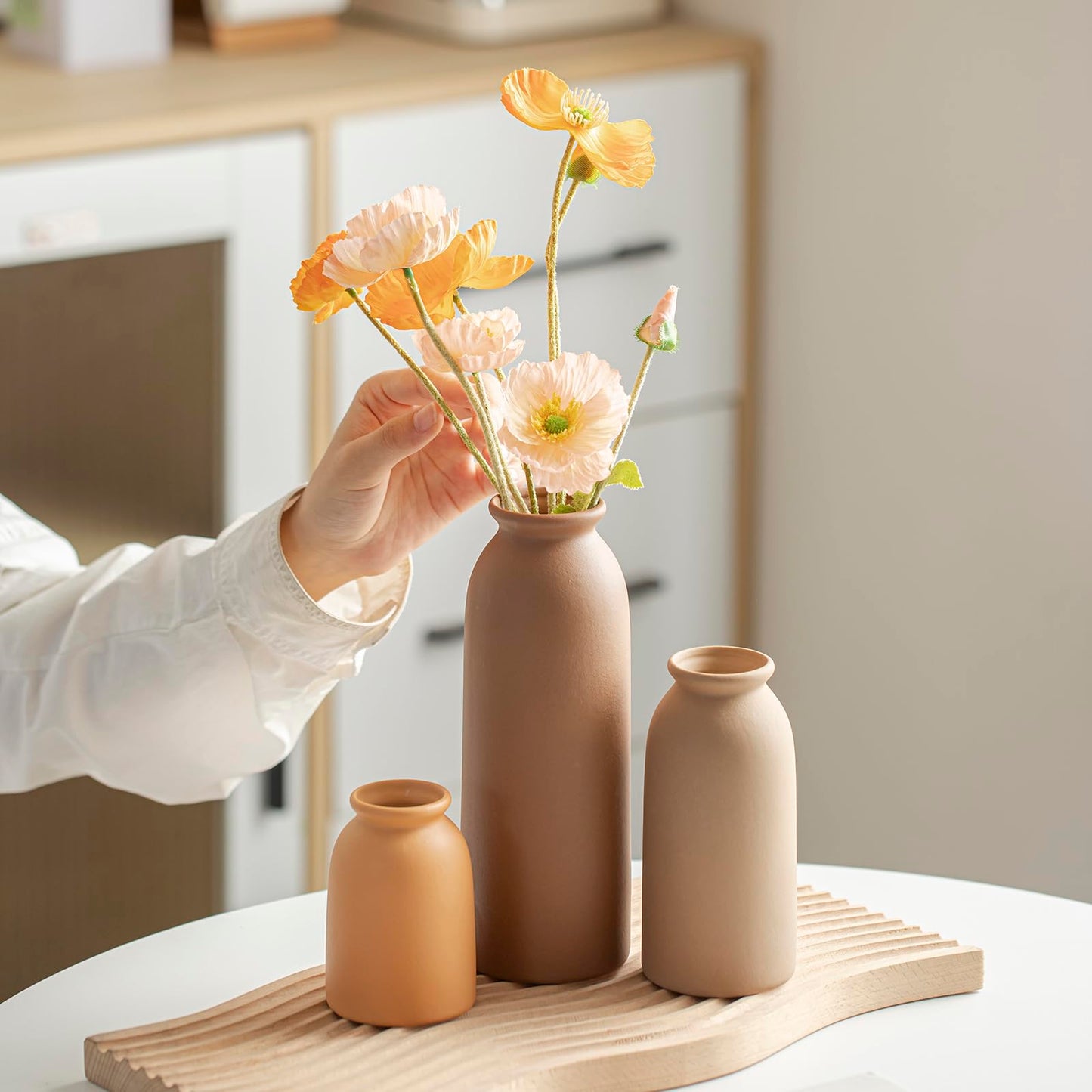 Ceramic Vase Set-3, Small Flower Vases for Decor