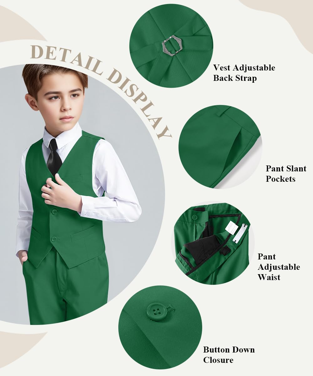 Visaccy Suit for Boys 5 Pieces Kids Tuxedo Boy Suits Slim Fit Suits Outfit for Wedding Navy Blue Size 20