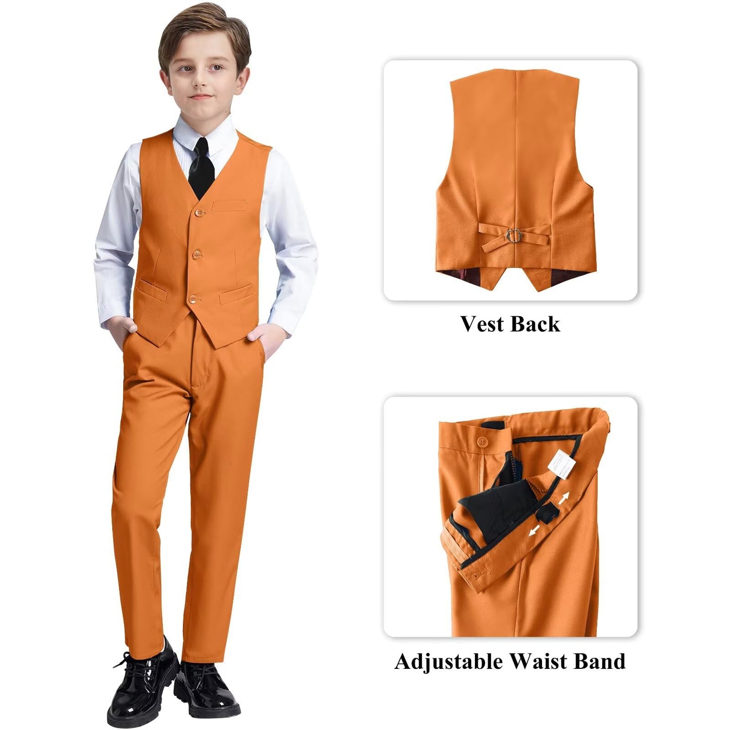 Boys' Suits Size 2T Kids Black Suit Slim Fit 6 Piece Formal Suit Set Teen Toddler Ring Bearer Outfit for Wedding