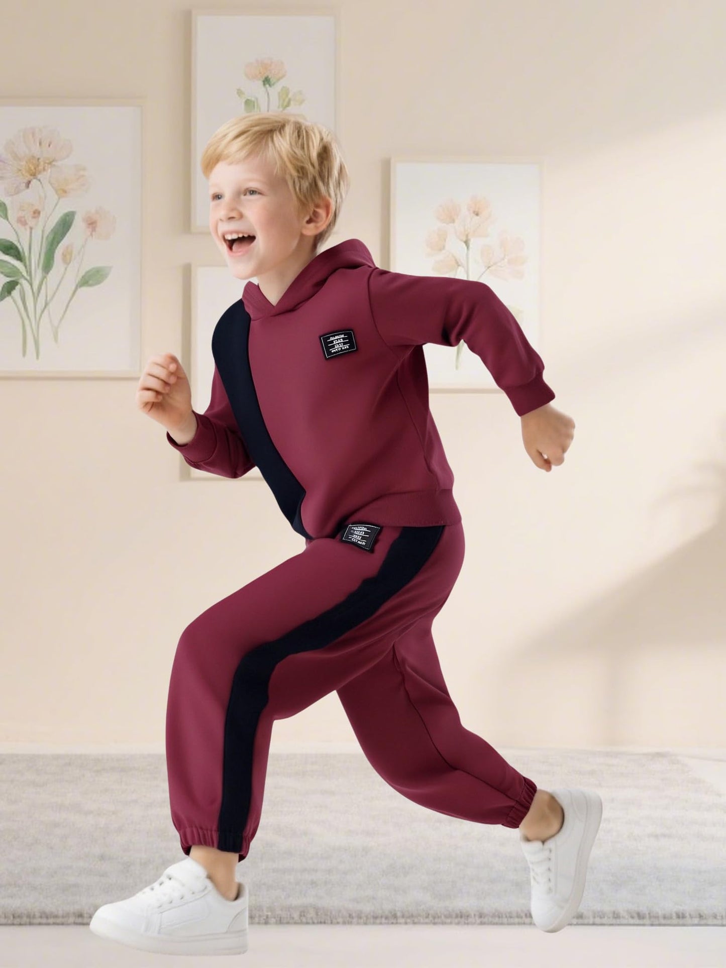 KIDLAGA Toddler Boy Clothes Long Sleeve Hoodie Sweatsuits Tops and Pants Boys Fall Winter Color Block Outfits Set Orange 11-12 Years