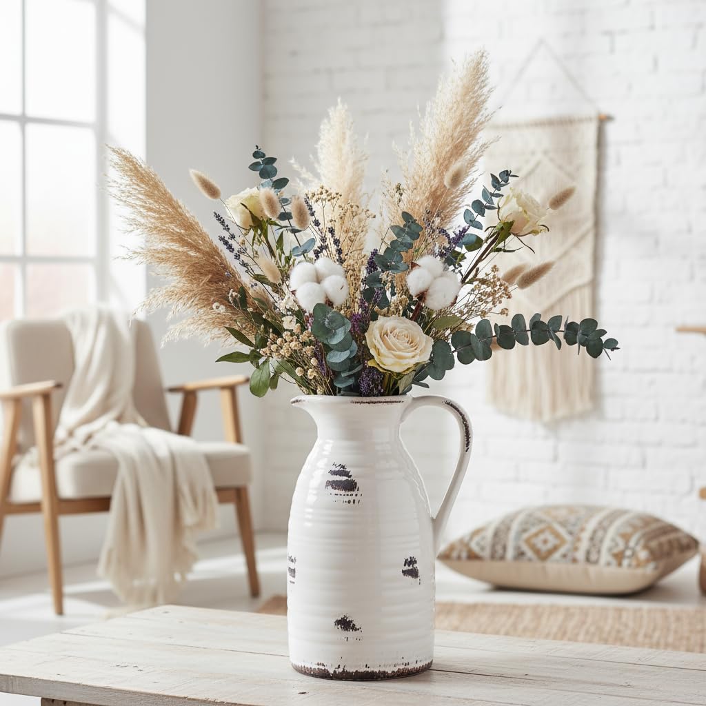 Decorative vase with flowers on a table in a bright room