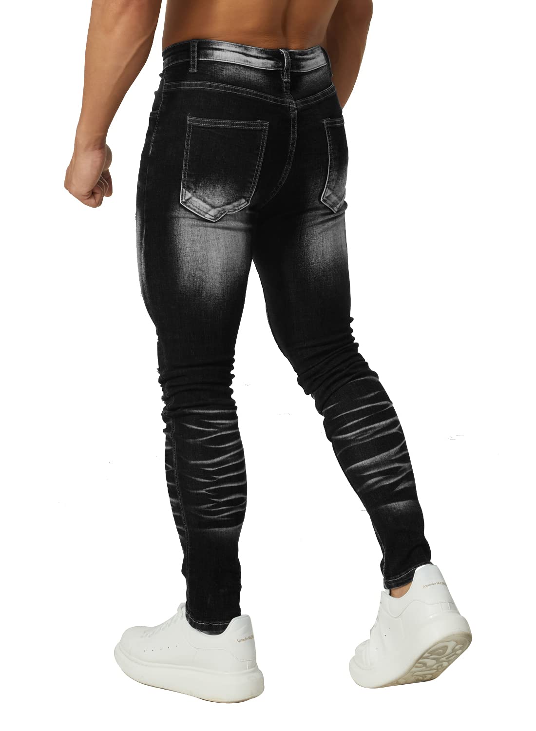 HUNGSON Men's Ripped Skinny Jeans Stretchy Slim Fit Jeans Pants for Men