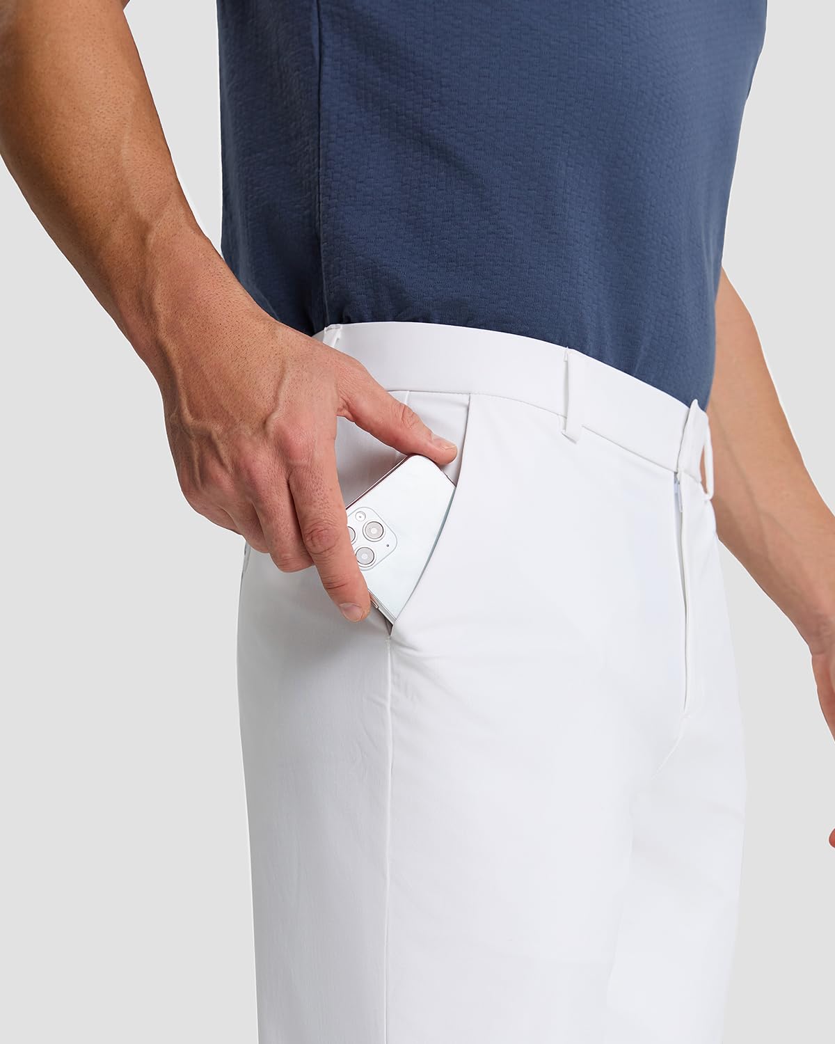 SNOWTEN Mens Golf Pants Classic Fit Stretch Work Dress Pants 30" Quick Dry Lightweight Casual Comfy Pants with Pockets Black 35w × 30L