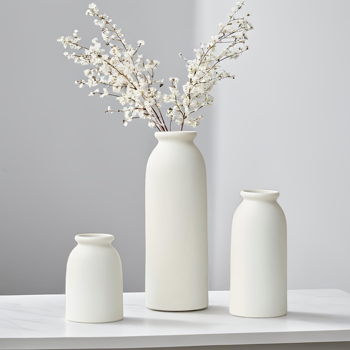 Ceramic Vase Set-3, Small Flower Vases for Decor