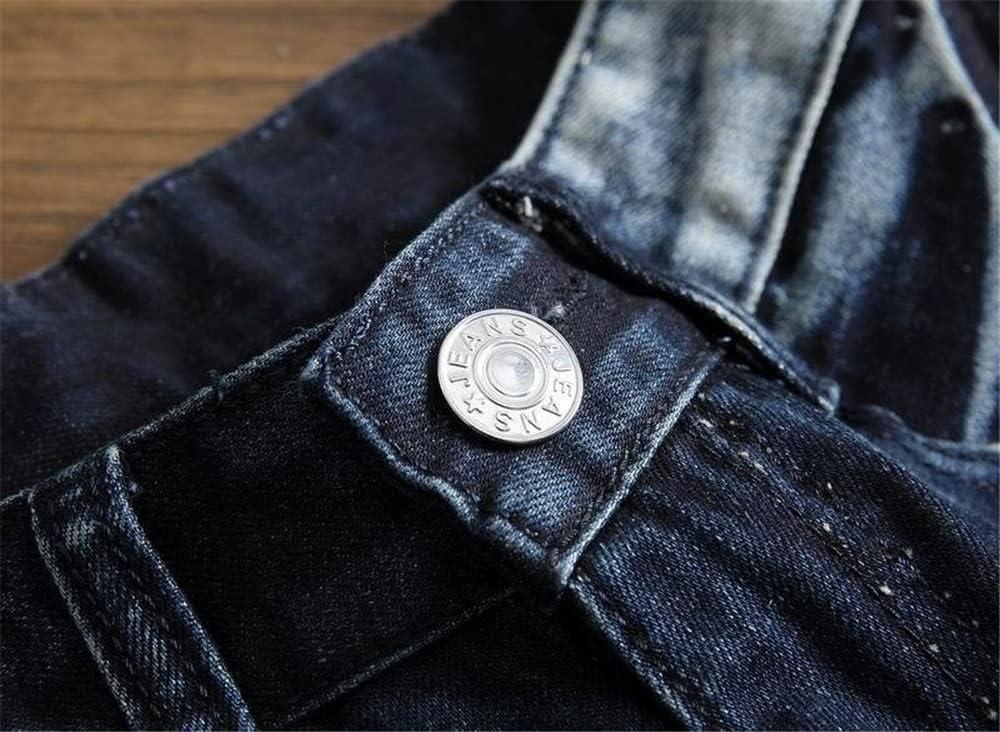 AITITIA Men's Biker Zipper Deco Washed Straight Fit Jeans (40, 002 Light Blue)