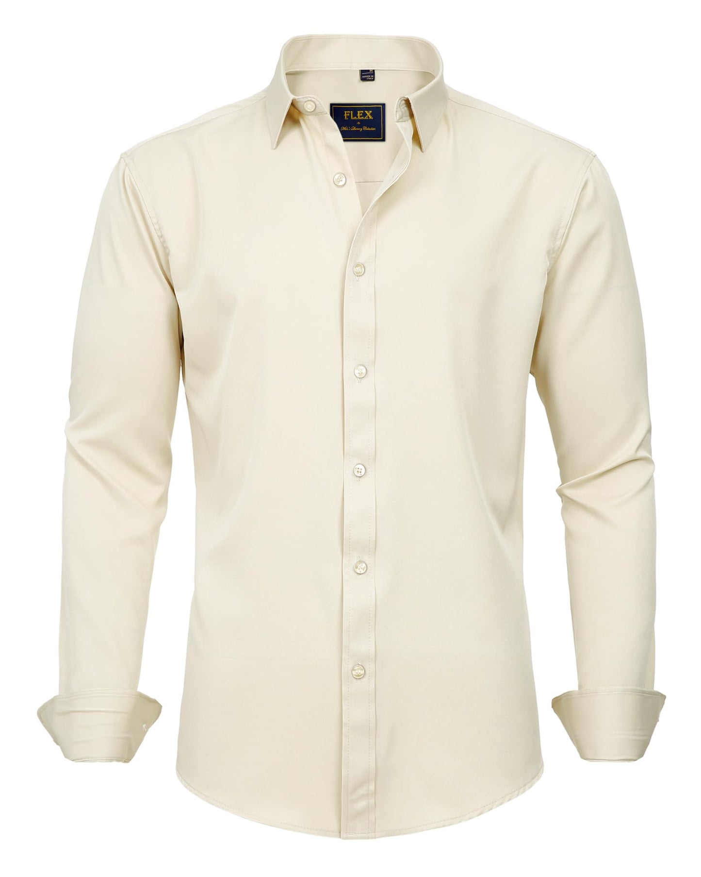 J.VER Men's Dress Shirts Solid Long Sleeve Stretch Wrinkle-Free Formal Shirt Business Casual Button Down Shirts White