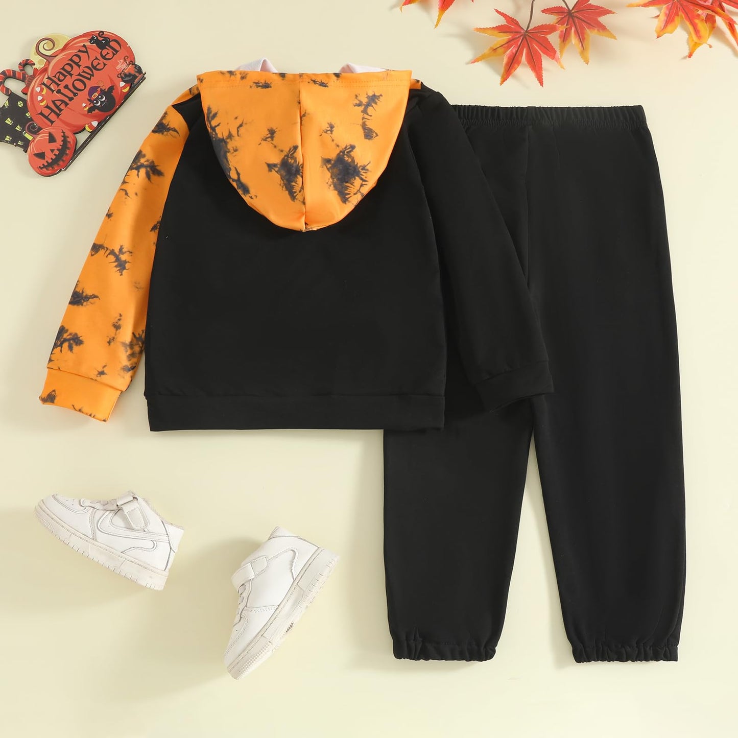 KIDLAGA Toddler Boy Clothes Long Sleeve Hoodie Sweatsuits Tops and Pants Boys Fall Winter Color Block Outfits Set Orange 11-12 Years