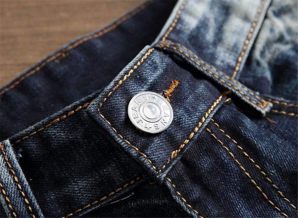 AITITIA Men's Biker Zipper Deco Washed Straight Fit Jeans (40, 002 Light Blue)