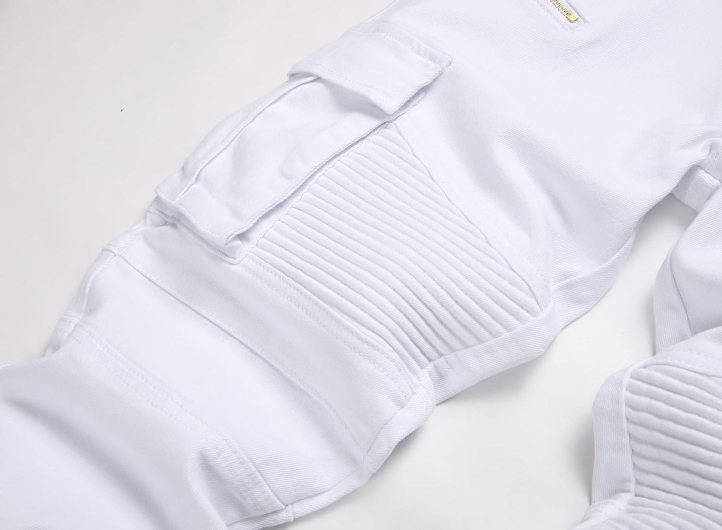 AITITIA Men's Biker Zipper Deco Washed Straight Fit Jeans (40, 002 Light Blue)