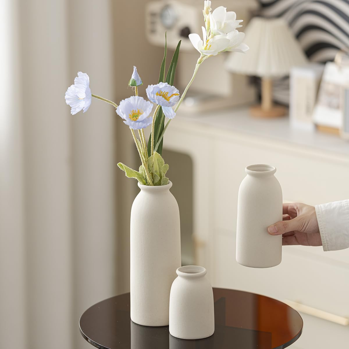 Ceramic Vase Set-3, Small Flower Vases for Decor