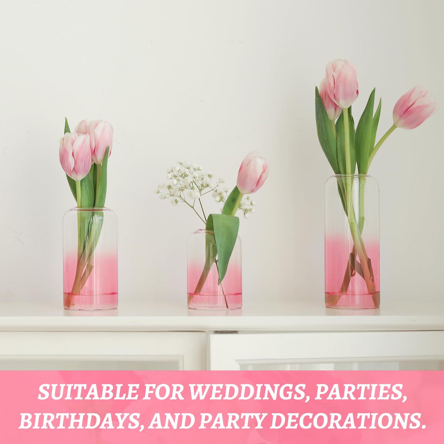 Glass Bud Vases Set of 24, Clear Flower Vase for Centerpieces,