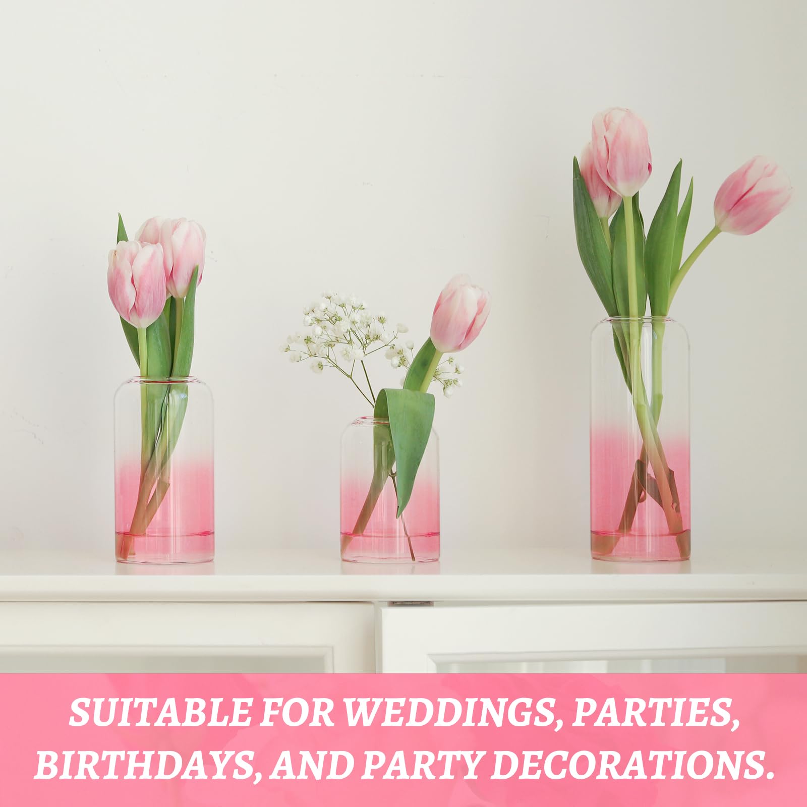 Glass Bud Vases Set of 24, Clear Flower Vase for Centerpieces,