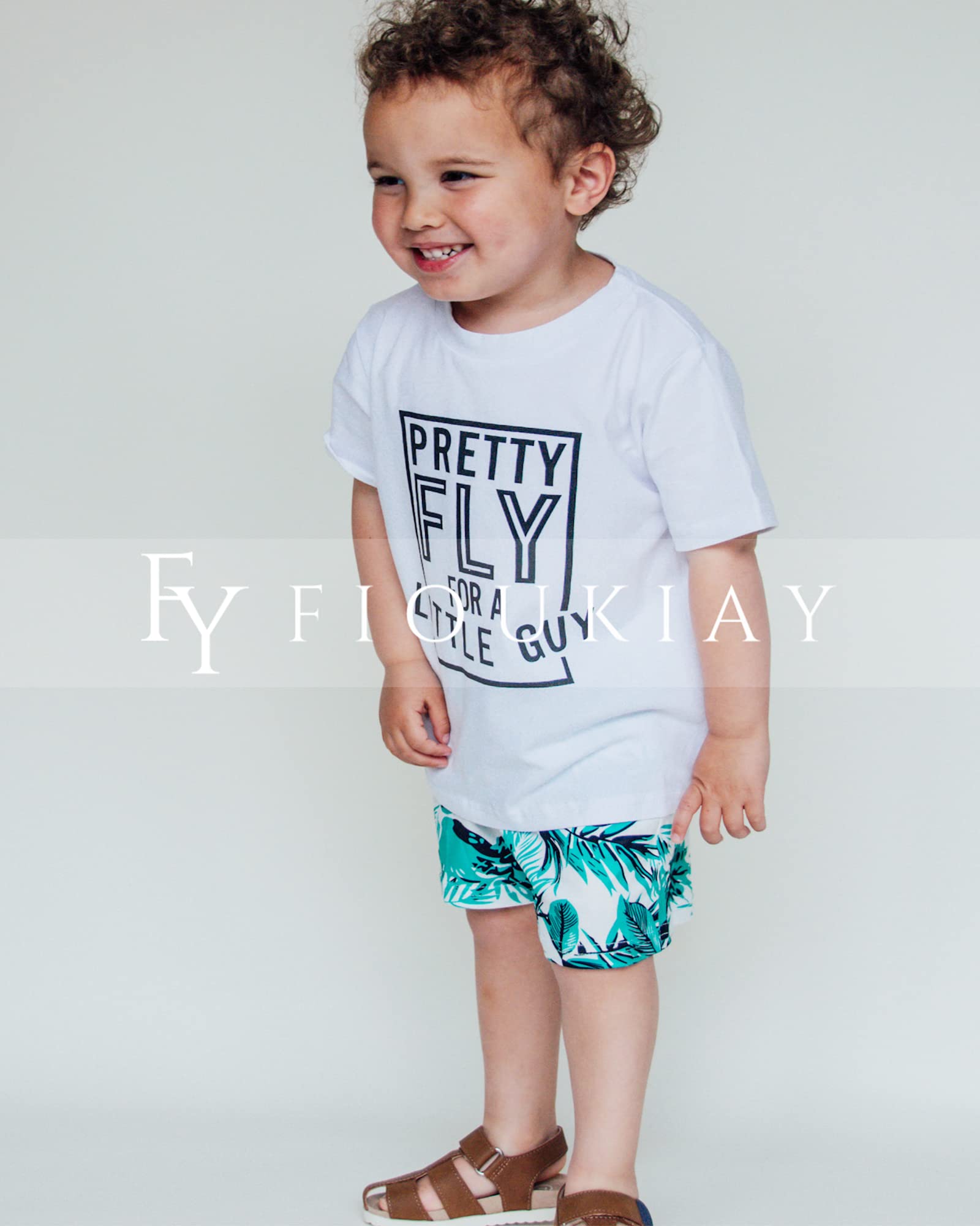 fioukiay 4T Black Toddler Boys Sring Summer Shorts Set Boys Letter Printed Palm Leaf Clothes Outfit