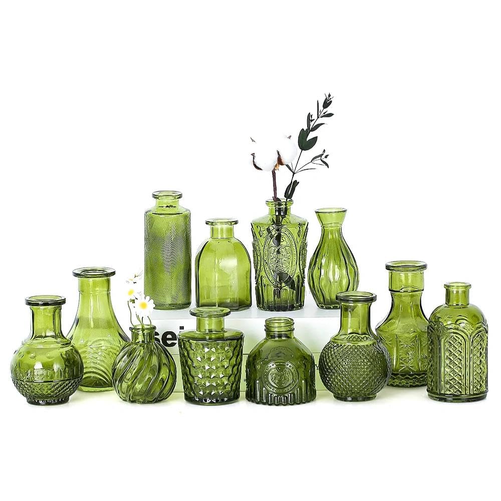 Anquephd Glass Bud Vase Set of 32PCS Wedding Centerpieces for Tables,Mini Clear Bud Vases for Flowers,Small Flower Vases Suitable for Birthday Party,Anniversary,Wedding,Baby Shower (Clear, 32PCS)