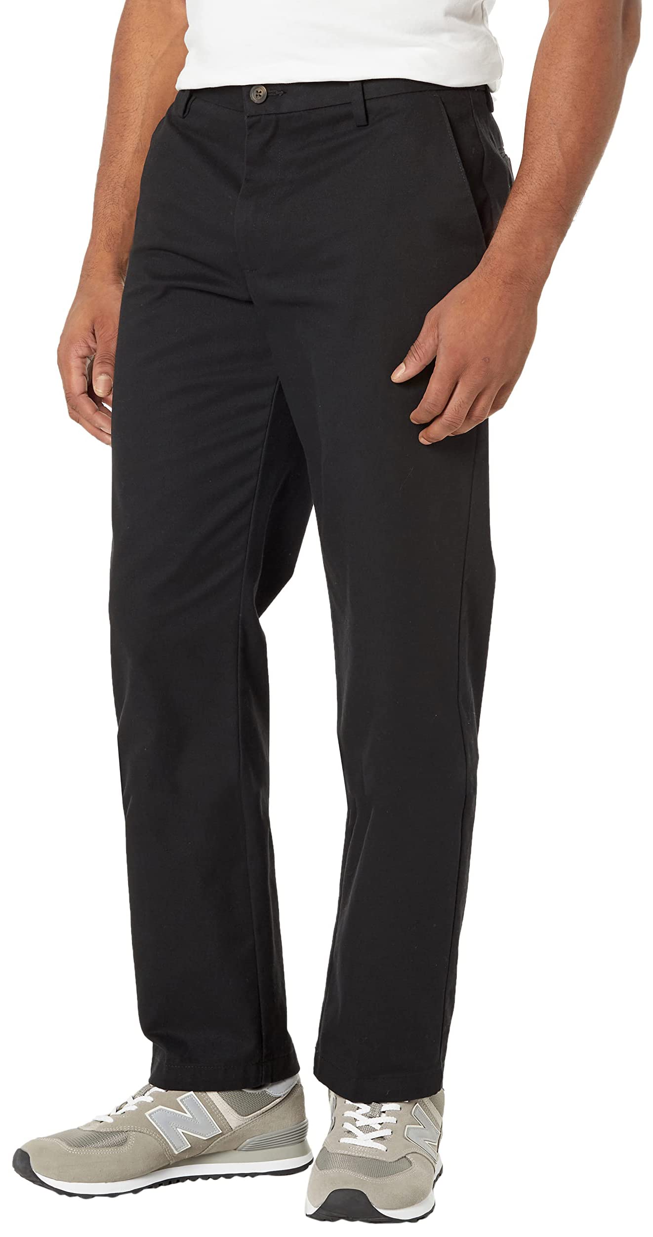  Men's Straight-Fit Wrinkle-Resistant Flat-Front Chino Pant, Black, 28W x 28L